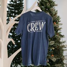 Adult Crew Tee in navy with tan lettering